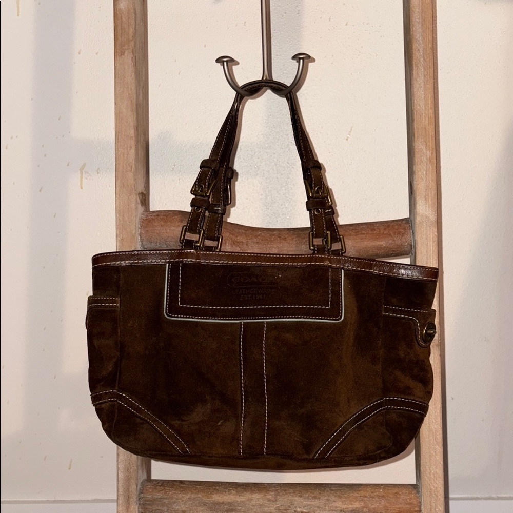 Brown Suede Coach Handbag